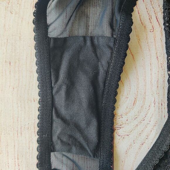 La Vie en Rose sheer black mesh lace bodysuit teddy sz S - Picture 7 of 10